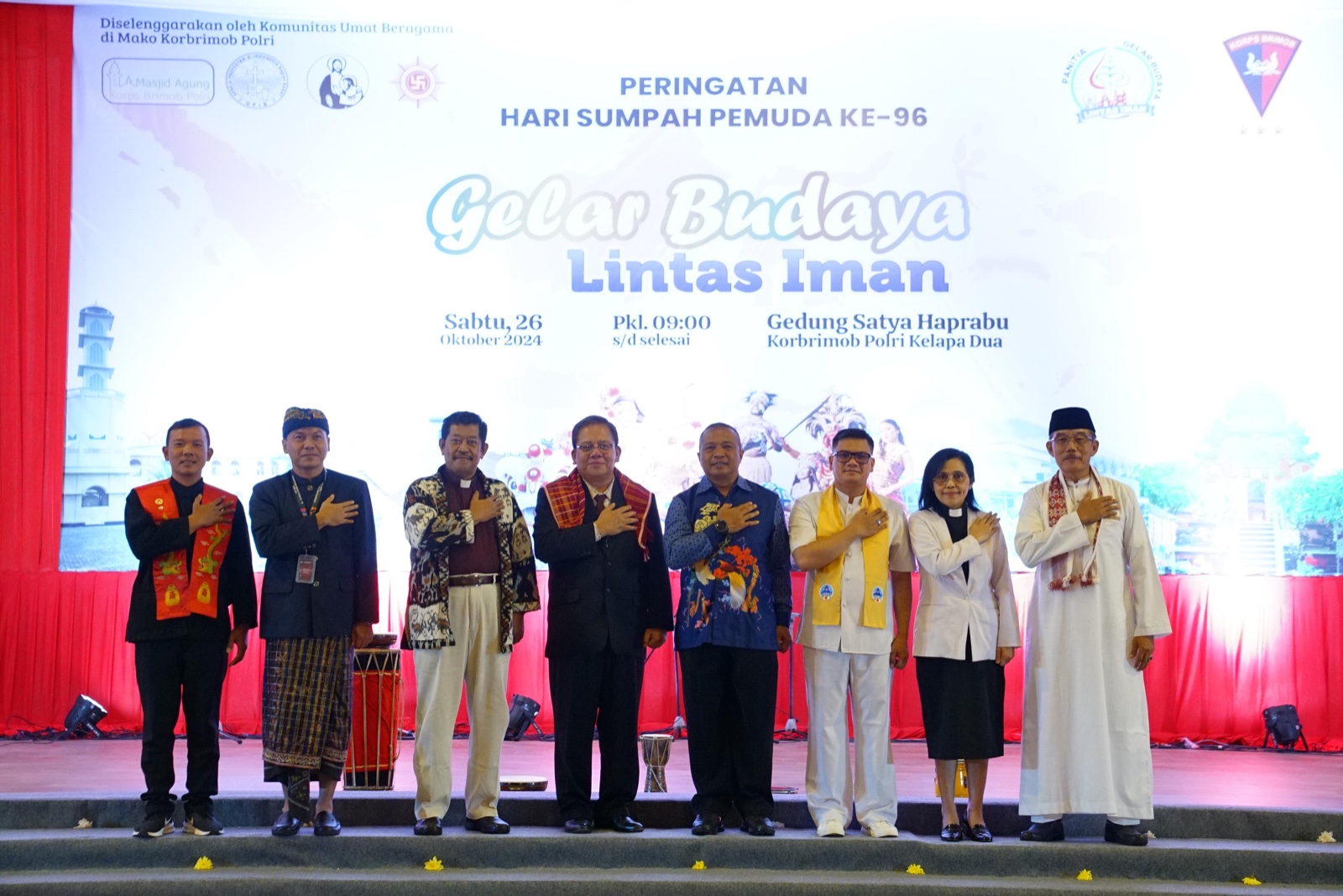 Wadankorbrimob Polri bersama Tokoh Lintas Agama di Acara Gelar Budaya Hari Sumpah Pemuda ke 96